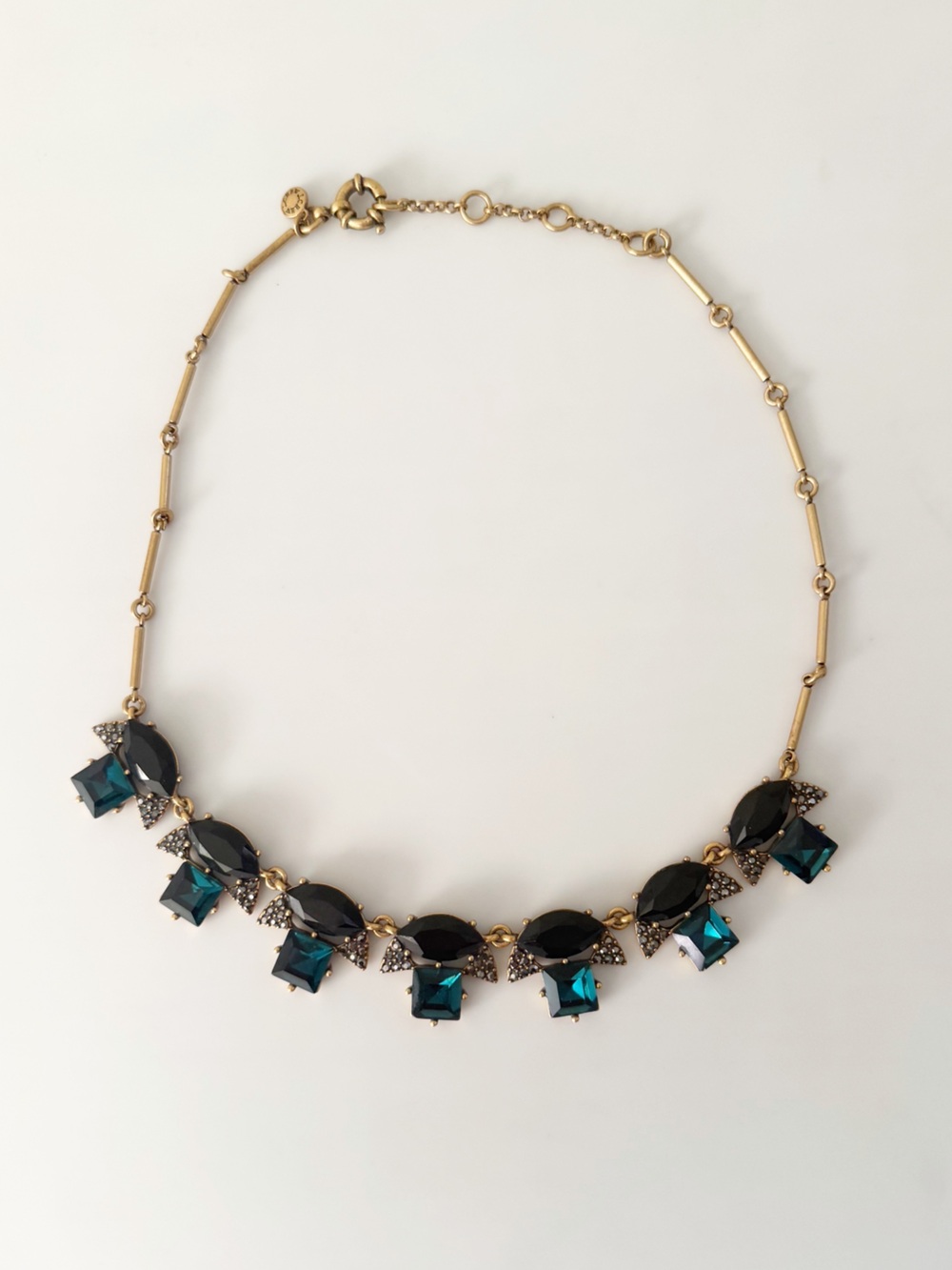J. Crew Blue & Black Gold Tone Statement Necklace
